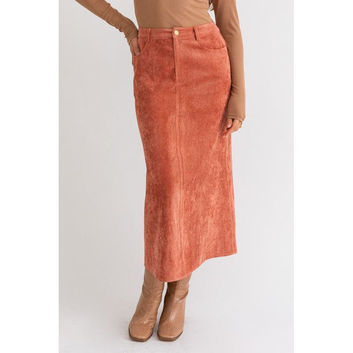 Women's Skirts - CORD MAXI SKIRT - RUST - Cultured Cloths Apparel