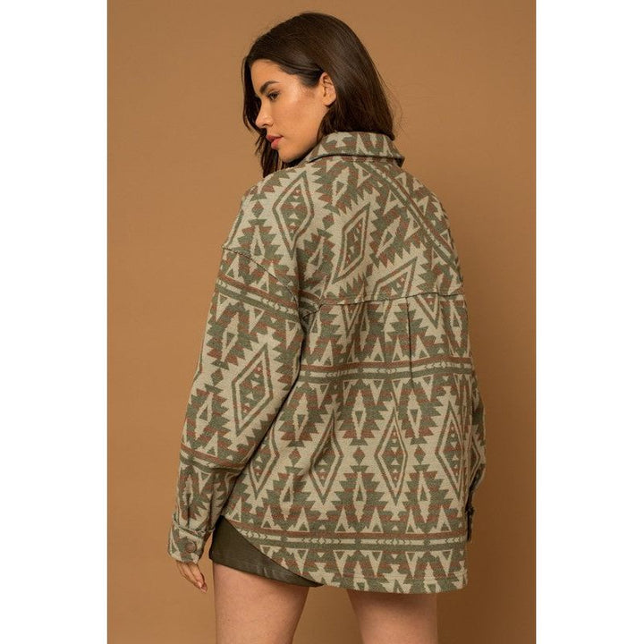 Outerwear - 3D Pocket Aztec Print Shacket -  - Cultured Cloths Apparel