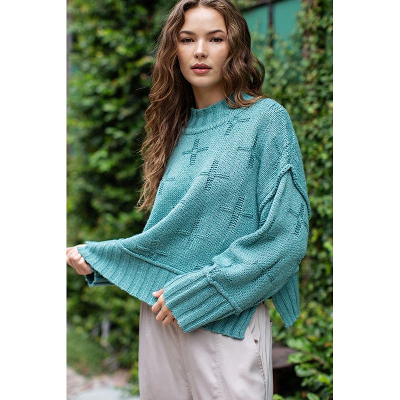 Women's Sweaters - Turtle Neck Knit Top - SAGE - Cultured Cloths Apparel