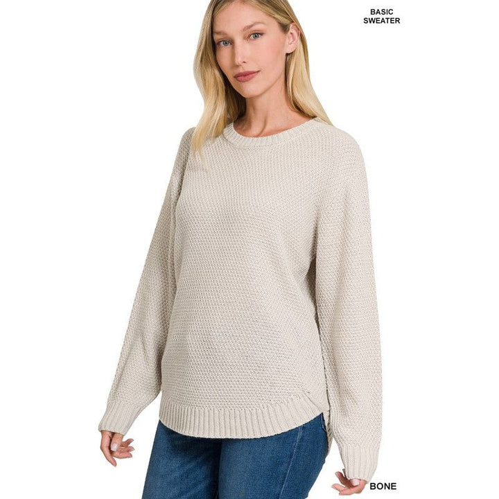 Women's Sweaters - ROUND NECK BASIC SWEATER -  - Cultured Cloths Apparel