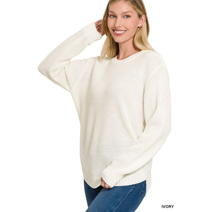 Women's Sweaters - ROUND NECK BASIC SWEATER - - Cultured Cloths Apparel