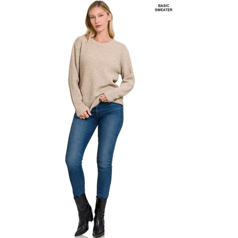 Women's Sweaters - ROUND NECK BASIC SWEATER -  - Cultured Cloths Apparel