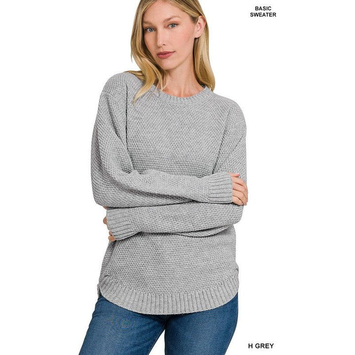 Women's Sweaters - ROUND NECK BASIC SWEATER -  - Cultured Cloths Apparel