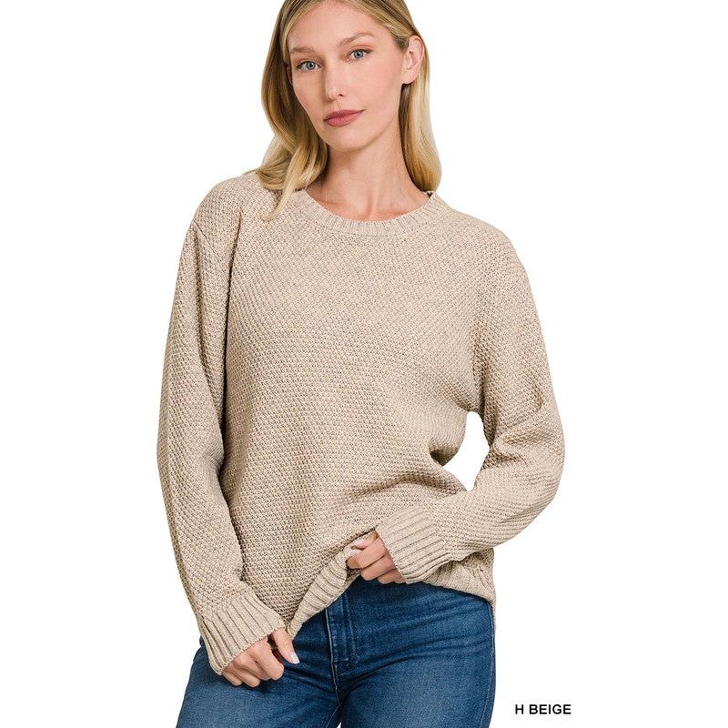 Women's Sweaters - ROUND NECK BASIC SWEATER - - Cultured Cloths Apparel