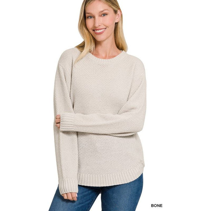 Women's Sweaters - ROUND NECK BASIC SWEATER - - Cultured Cloths Apparel