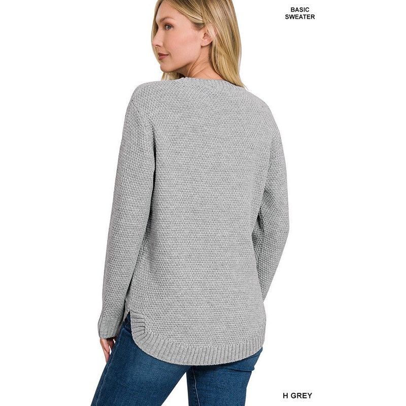 Women's Sweaters - ROUND NECK BASIC SWEATER -  - Cultured Cloths Apparel