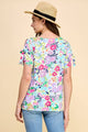 Women's Short Sleeve - Floral Printed Top with Tied Sleeve Detail -  - Cultured Cloths Apparel