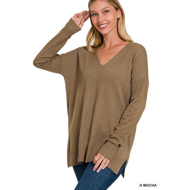 Women's Sweaters - GARMENT DYED FRONT SEAM SWEATER -  - Cultured Cloths Apparel