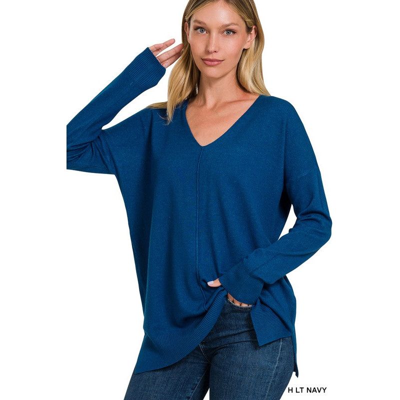 Women's Sweaters - GARMENT DYED FRONT SEAM SWEATER -  - Cultured Cloths Apparel