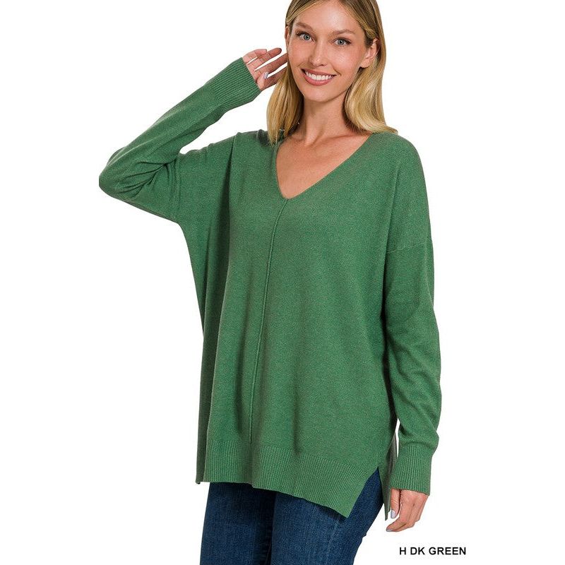 Women's Sweaters - GARMENT DYED FRONT SEAM SWEATER -  - Cultured Cloths Apparel