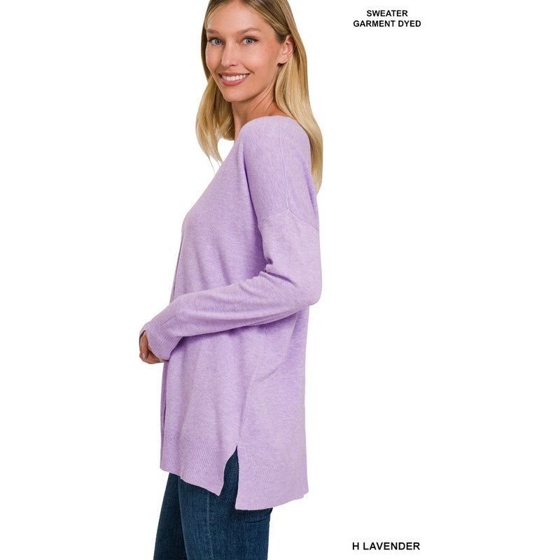 Women's Sweaters - GARMENT DYED FRONT SEAM SWEATER -  - Cultured Cloths Apparel