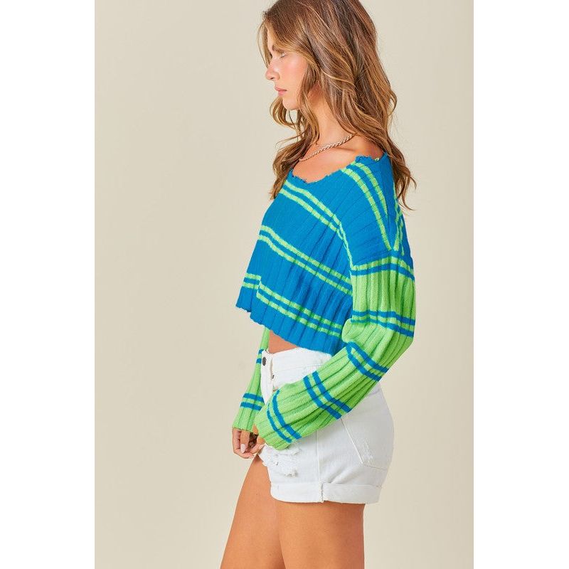 Women's Sweaters - Sunkist Striped Cropped Sweater -  - Cultured Cloths Apparel