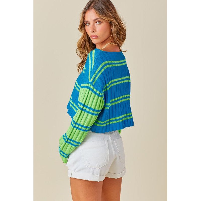 Women's Sweaters - Sunkist Striped Cropped Sweater -  - Cultured Cloths Apparel