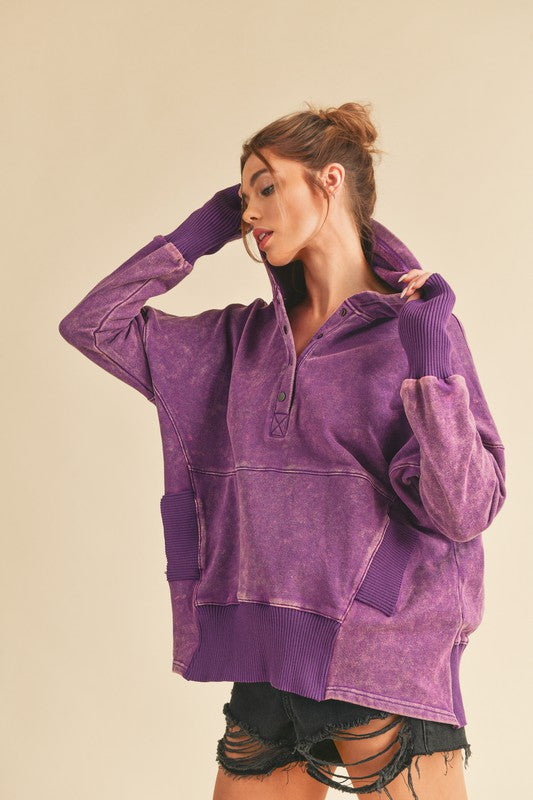  - Washed Vivi Pullover - Purple - Cultured Cloths Apparel