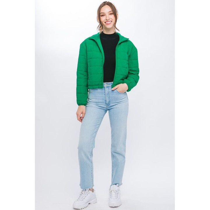 Outerwear - Crop Puffer Jacket with Waist Pull String -  - Cultured Cloths Apparel