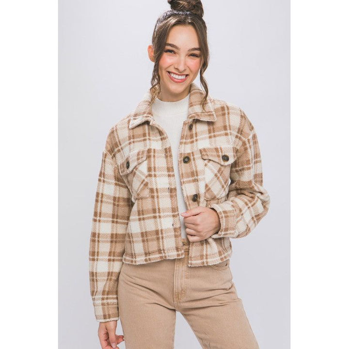 Outerwear - Casual Plaid Button Up Jacket with Pockets -  - Cultured Cloths Apparel