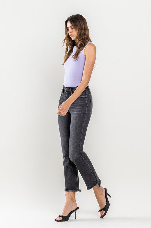 Denim - High Rise Raw Step Hem Crop Flare Jeans -  - Cultured Cloths Apparel