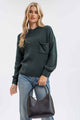 Women's Sweaters - FUNNEL NECK LONG SLEEVE RIBBED PULLOVER SWEATER - MOSS GREEN - Cultured Cloths Apparel