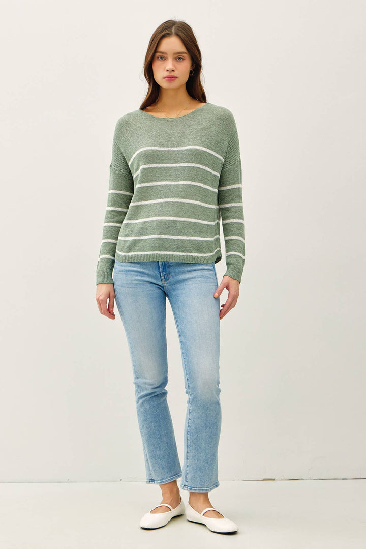 Women's Sweaters - STRIPED LIGHTWEIGHT SWEATER - - Cultured Cloths Apparel