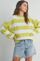 Women's Sweaters - STRIPED ROUND NECK LONG SLEEVE SWEATER -  - Cultured Cloths Apparel