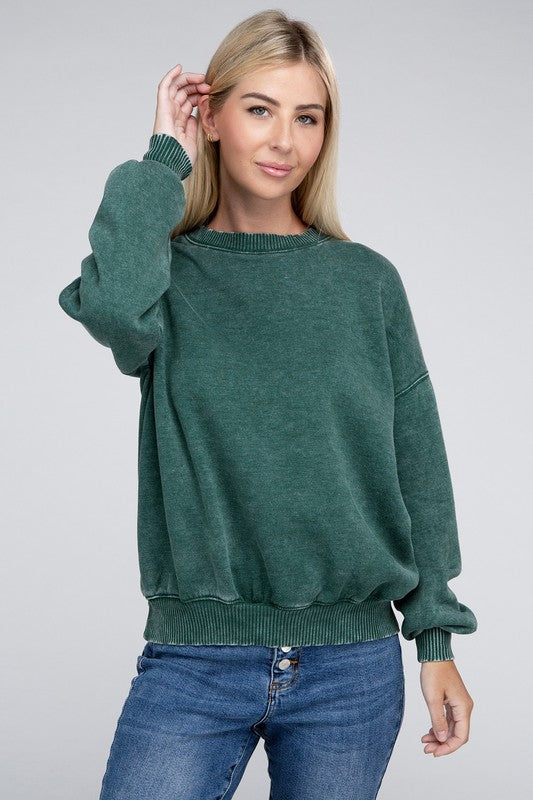 Women's Sweaters - Acid Wash Fleece Oversized Pullover -  - Cultured Cloths Apparel