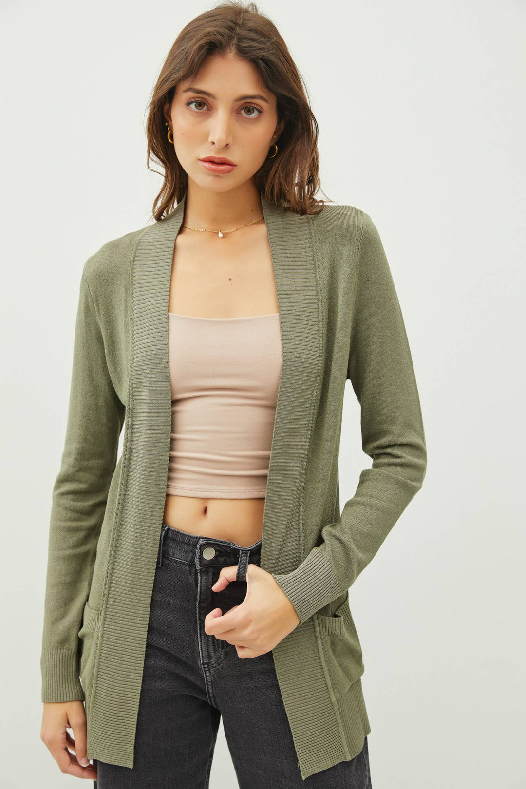 Outerwear - COTTON BLEND KNIT OPEN FRONT CARDIGAN -  - Cultured Cloths Apparel