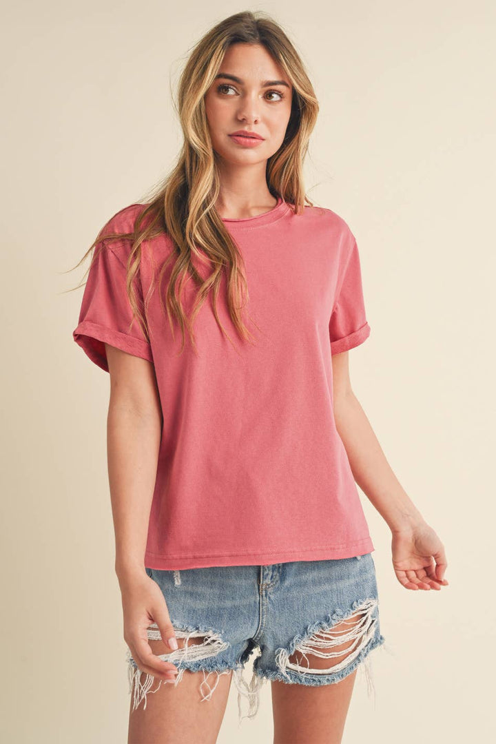 Women's Short Sleeve - Mali Baby Tee Short Sleeve Top - Rose - Cultured Cloths Apparel