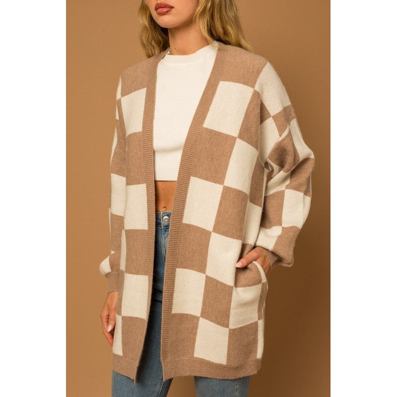 Outerwear - Checker Graphic Sweater Cardigan -  - Cultured Cloths Apparel