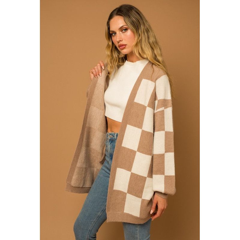 Outerwear - Checker Graphic Sweater Cardigan -  - Cultured Cloths Apparel