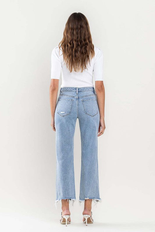 Denim - High Rise Distressed Hem Crop Dad Jeans -  - Cultured Cloths Apparel