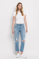 Denim - High Rise Distressed Cropped Straight Jeans -  - Cultured Cloths Apparel