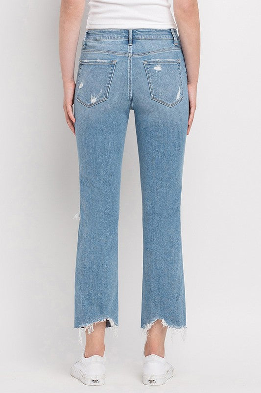 Denim - High Rise Distressed Cropped Straight Jeans -  - Cultured Cloths Apparel