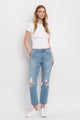 Denim - High Rise Distressed Cropped Straight Jeans -  - Cultured Cloths Apparel