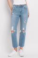 Denim - High Rise Distressed Cropped Straight Jeans - LANI - Cultured Cloths Apparel