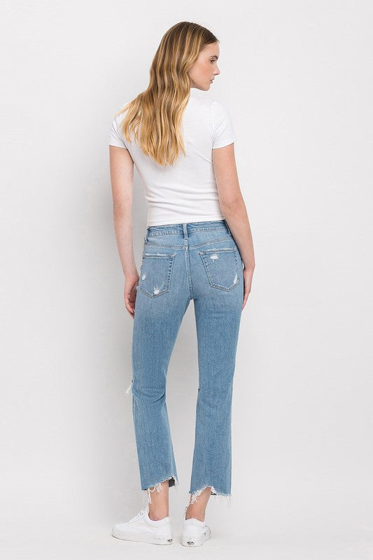 Denim - High Rise Distressed Cropped Straight Jeans -  - Cultured Cloths Apparel