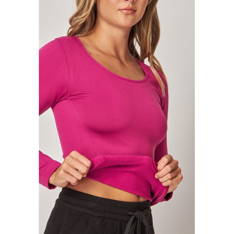 Athleisure - Fleece Lined Seamless Round Neck Long Sleeve Top -  - Cultured Cloths Apparel