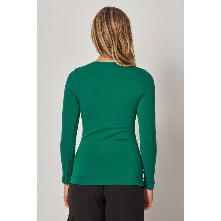 Athleisure - Fleece Lined Seamless Round Neck Long Sleeve Top -  - Cultured Cloths Apparel