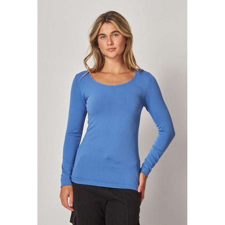 Athleisure - Fleece Lined Seamless Round Neck Long Sleeve Top -  - Cultured Cloths Apparel