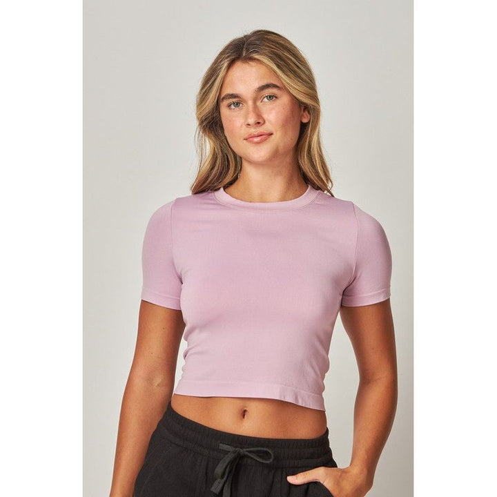 Athleisure - Nina Ultra Stretch Short Sleeve Seamless Top - Gentle Mauve - Cultured Cloths Apparel