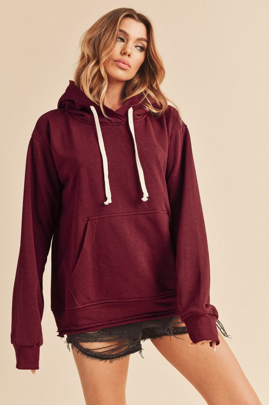 Women's Sweaters - Clara Hooded Sweatshirt - BURGUNDY - Cultured Cloths Apparel