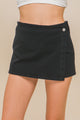 Women's Skirts - Denim Snap-On Button Skorts - Black - Cultured Cloths Apparel