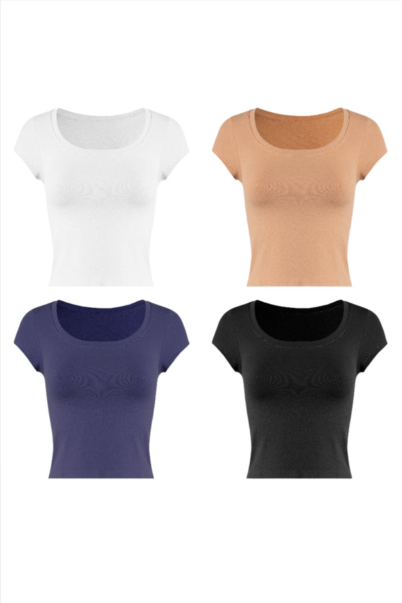 Athleisure - Cap Sleeve Wide Neck Round Tee -  - Cultured Cloths Apparel