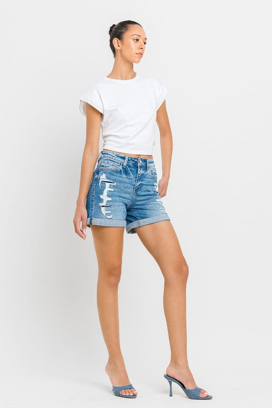 Women's Shorts - High Rise Double Cuff Shorts -  - Cultured Cloths Apparel