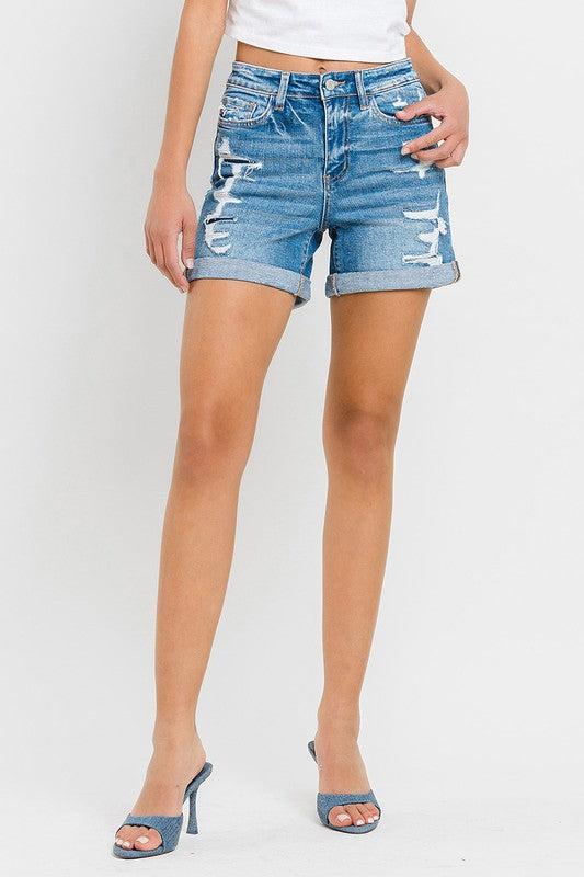 Women's Shorts - High Rise Double Cuff Shorts -  - Cultured Cloths Apparel