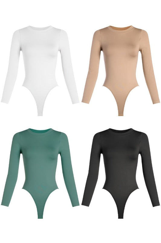 Athleisure - Smooth Crewneck Long Sleeve Bodysuit -  - Cultured Cloths Apparel