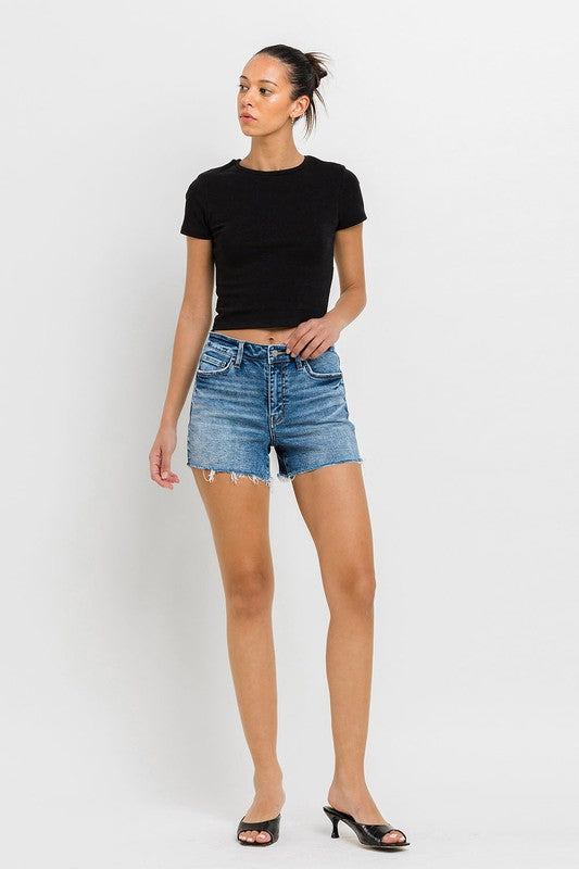 Women's Shorts - High Rise Raw Hem Denim Shorts -  - Cultured Cloths Apparel