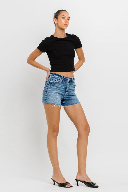 Women's Shorts - High Rise Raw Hem Denim Shorts -  - Cultured Cloths Apparel