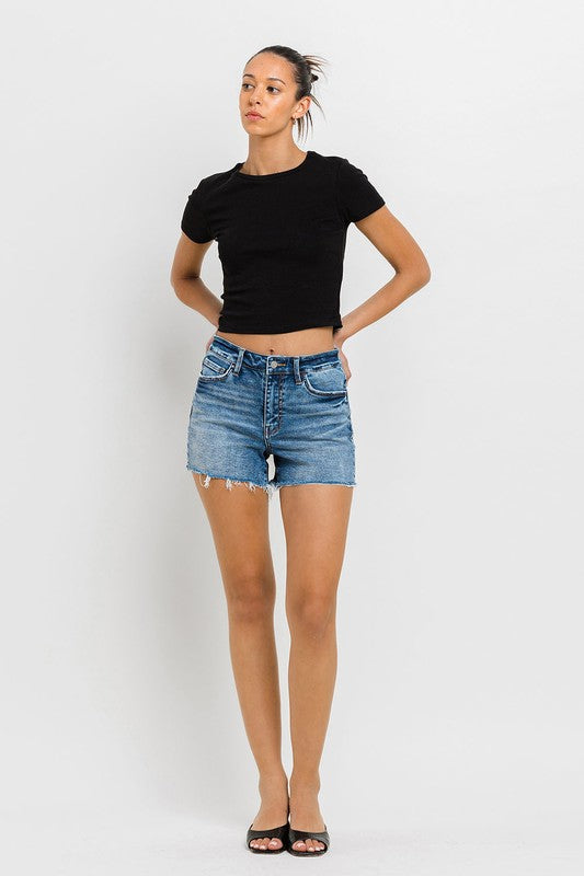 Women's Shorts - High Rise Raw Hem Denim Shorts -  - Cultured Cloths Apparel