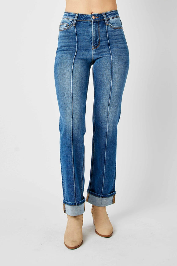 Denim - Judy Blue Full Size High Waist Front Seam Detail Straight Jeans - Medium - Cultured Cloths Apparel