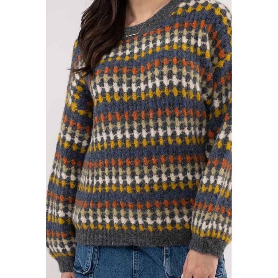 Women's Sweaters - Multicolor Crew Knit Sweater Top -  - Cultured Cloths Apparel